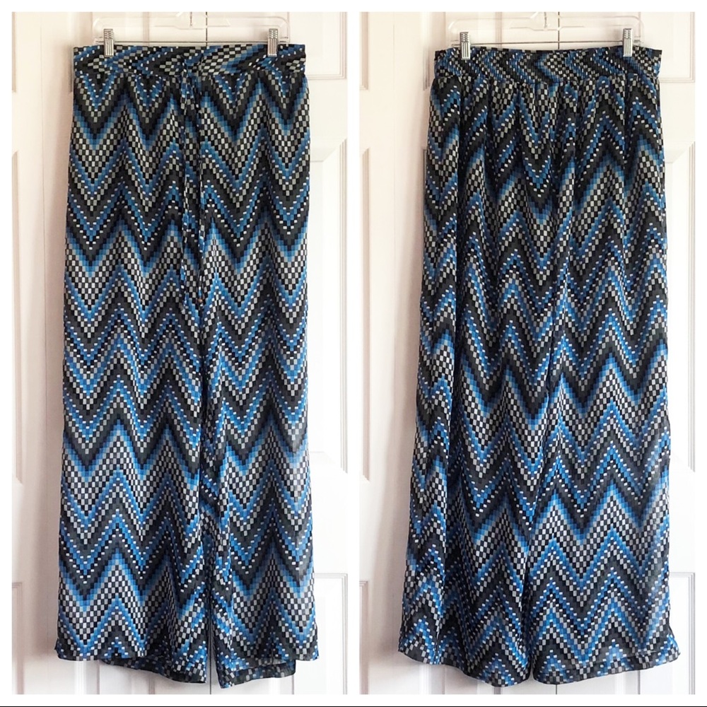 Dots 1X Checkered Chevron Wide Leg Palazzo Pants